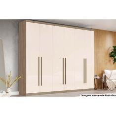 Guarda Roupa Casal 6 Portas e 3 Gavetas Jade Rústico/Off White - Henn