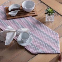 Trilho de Mesa Esplendor Memphis 032x90cm Jolitex, Rosa, Retangular