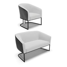 Namoradeira E Poltrona Industrial Preto Stella Pto-linho Cinza D03 - D'rossi