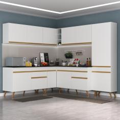 Cozinha Completa de Canto Veneza GW Multimóveis MP2067 com Armário e Balcão Branca
