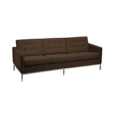 Sofá Fixo Florence Knoll 3 Lugares Inox Em Sintético Marrom Cor Marrom