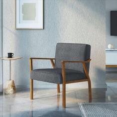 Poltrona em Madeira Maciça Antônia Nogueira/Cinza