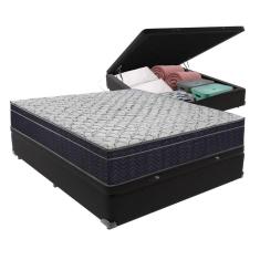 Cama + Box Com Baú Viúva Colchão Ortobom D45 Firme Airtech Cor:preto