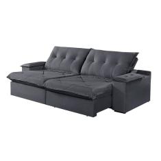 Sofá 2 Lugares Retrátil E Reclinável Martins M-163 Veludo Grafite