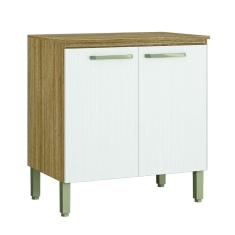 Balcão de Cozinha Duplo Com Tampo 2 Portas 0,80m Madeirado / Branco Ametista Kit’s Paraná