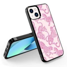 Onemiliayears Capa de telefone com estampa de leopardo rosa, guepardo e leopardo, capa para iPhone 13/14, capa de telefone com suporte de moldura de gel de sílica macia para adolescentes e meninos,