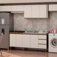 Cozinha Completa com Área de Serviço Integrada Ébano/Off White