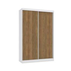 Guarda Roupas 2 Portas de Correr e 2 Gavetas N571 Branco/Nogueira - Ka