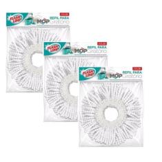 Kit Com 3 Refil MOP Esfregão Giratório Lavável e 100% De Microfibra Fl