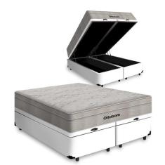 Cama Box Baú Queen Branca + Colchão De Molas Ensacadas - Ortobom - Air
