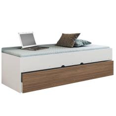 Bicama Solteiro Cama Auxiliar 100% Mdp Chiara Carvalho-branco