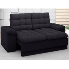 Sofá Confort  1,80m Assento Retrátil e Reclinável Velosuede Preto - NE
