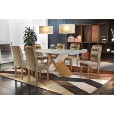 Conjunto Sala de Jantar Carol 180 MDF Laqueado com 06 Cadeiras - Rufat