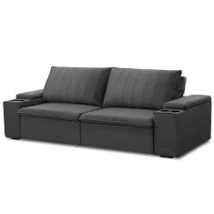 Sofá Retrátil Reclinável 3 Lugares 225cm Baluart F05 Veludo Grafite - Mpozenato