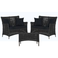 2 Sofá Área e Mesa Igapó Alumínio Pintura Marrom Corda Náutica Estofado Impermeável Almofada 12 Trama