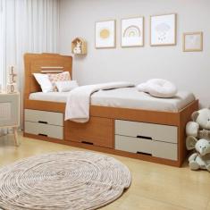 Cama Solteira Infantil 2 Gabetas com Puxador Embutido Alice - Conquist