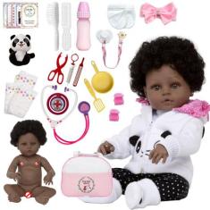 Boneca Tipo Reborn Recém Nascida Negra Princesa Pandinha - Cegonha Reb