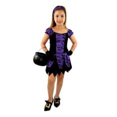 Fantasia Bruxa Infantil, Vestido Halloween, Kit 3 Peças Roxo - Fantasi