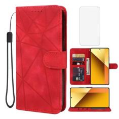 Wanyuexes Capa para Redmi Note 13 5G, capa carteira 2312DRAABG com protetor de tela de vidro temperado, sensação de pele PU, suporte para cartão de crédito, suporte para Xiaomi Redmi Note 13 5G,