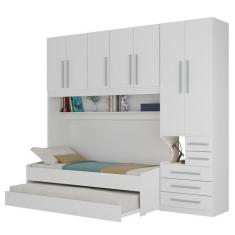 Quarto Completo de Solteiro com 2 Camas e Guarda-Roupa 1326D Branco - 