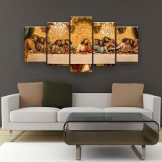 Quadros Decorativo Santa Ceia Dourada 5 Peças Kit 130x65 - Plinplin, 6