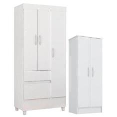 Guarda Roupa Infantil Wind E Armário Multiuso Viena Branco Brilho - Demóbile