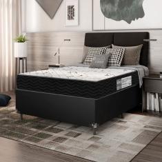 Cama Box Viúva + Colchão D33 One Face - 56x128x188cm - e-Shop Casa - Várias Cores