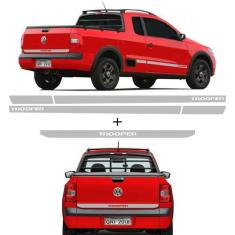 Kit Saveiro Trooper 2010 2011 Faixa Traseira E Lateral Prata - SPORTIN