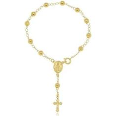 Pulseira Terço Banhada A Ouro 18K