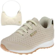 Tênis Infantil Feminino Elástico Jogger com Bolsinha Bege - Club Happy 20.015-Feminino