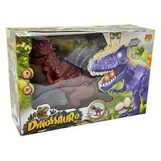 Boneco Dinossauro Marrom Articulado Com Som E Luz - Dmt5134, DM Toys