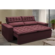 Sofá Retrátil e Reclinável Cama inBox Slim 1,50m Tecido Suede Velusoft Vinho