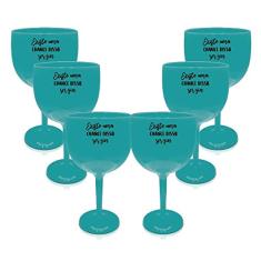 Kit 6 Taças Gin Azul Tiffany Acrílico Personalizadas - Chance de Ser Gin