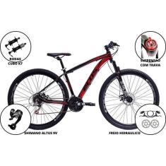 Bicicleta Aro 29 Mtb Ecos Aluminio 27 Marchas Cambio Shimano Altus Suspensao Com Trava Freios A Disc-Unissex