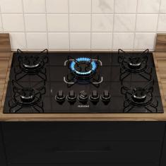 Fogão Cooktop 5 Bocas Itatiaia Essencial Vidro Temperado Preto