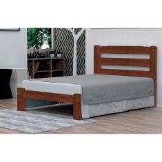Cama de Casal Luna de Madeira Maciça Angelim Pedra/Tauari