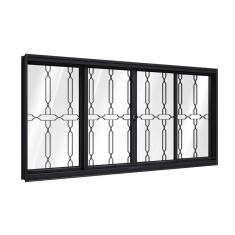 Janela de Aço de Correr com Grade Mosaico 4 Folhas 100x200cm Facilitá Lucasa Preto