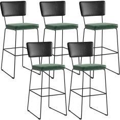 Kit 05 Banquetas Altas Allana L02 Preto Facto Verde Musgo