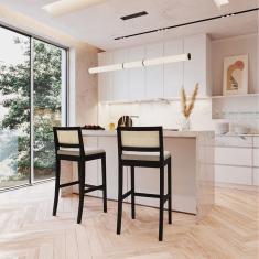 Kit 2 Banquetas com Encosto e Apoio para Pés Tiê CabeCasa MadeiraMadeira Preto/Off White