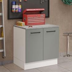 Balcão Multiuso 80cm 2 Portas Branco/cinza Madesa