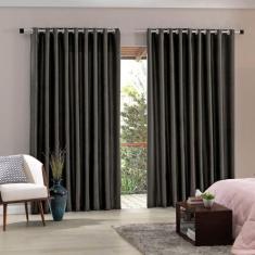 Cortina Corta Luz de Tecido Blend 3,00x1,70m Preto Acinzentado - Bella