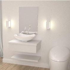 Bancada para Banheiro Cuba Abaulada L42 com Prateleira 605w Metrópole 