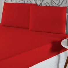 Jogo De Lençol Queen Malha 100% Algodão 3 Peças - Vermelho
