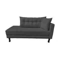 Divã Recamier Troya 1,40 Cm Lado Direito Suede Preto Grafite