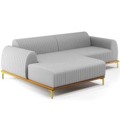 Sofá 6 Lugares Com Chaise Esquerdo 350cm Cinza