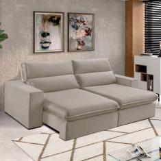 Sofá 4 Lugares 290Cm Retrátil E Reclinável Free Veludo Bege