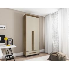Guarda Roupa Solteiro Com 2 Portas 1 Gavetas Dubai Cinamomo/off White