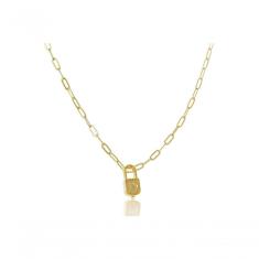 Colar Corrente Cartier Pingente Cadeado Folheado Ouro 18k [f027]