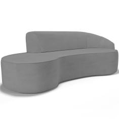 Sofá 4 Lugares Curvo Living Firenze Direito D02 Linho Cinza Escuro 280cm C-416 - Lyam