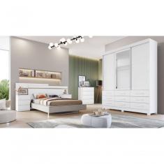 Guarda Roupa Solteiro Com Espelho 3 Portas 9 Gavetas Capri-branco Móveis Novo Horizonte